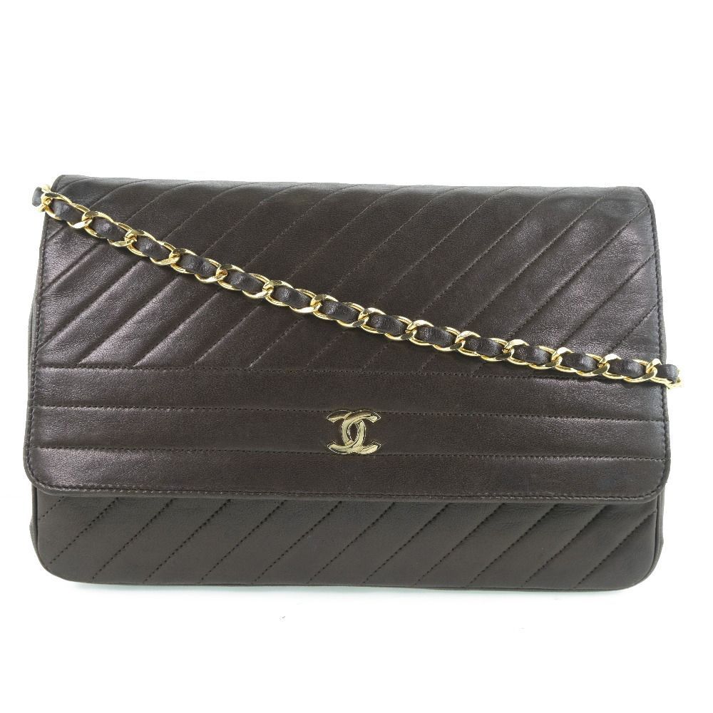 Chanel Chain Shoulder Bag Lambskin Black Gold Metal Fittings Black - Picture 1 of 11